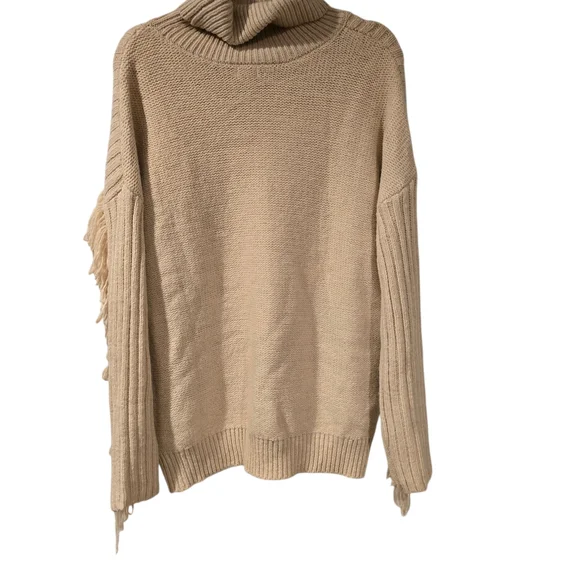 A.N.A. Beige Fringed Western Cowgirl Turtleneck Sweater Sz 1X - Picture 3 of 7
